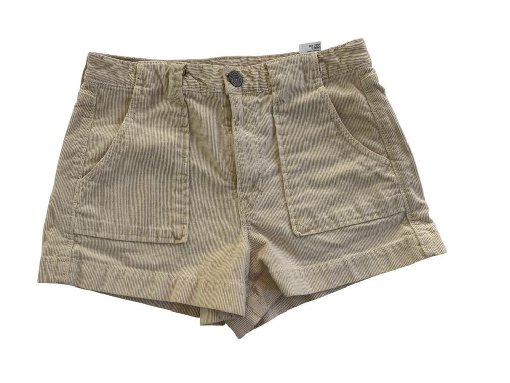 American Eagle Corduroy Shorts Size 4 Cream Super Stretch Patch Pockets #7401